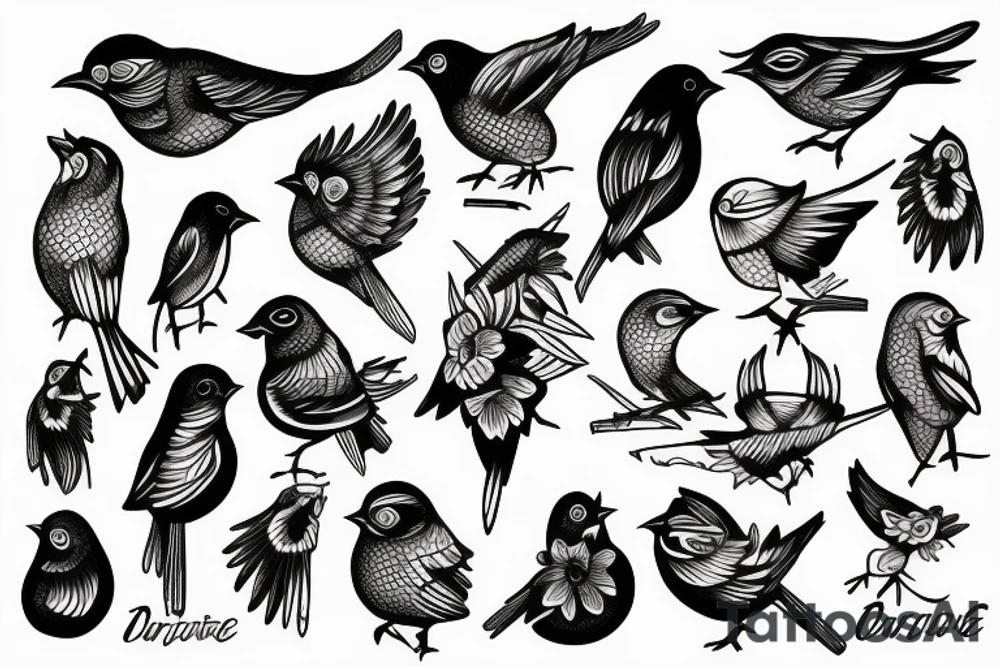Bird over the fire tattoo idea