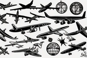 plane flying around the globe tattoo idea
