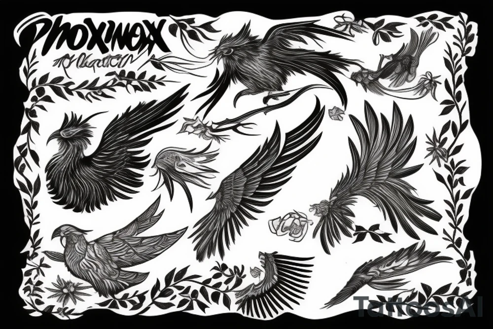 Phoenix bird tattoo idea