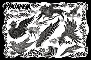 Phoenix bird tattoo idea
