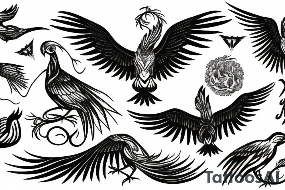 Phoenix bird tattoo idea