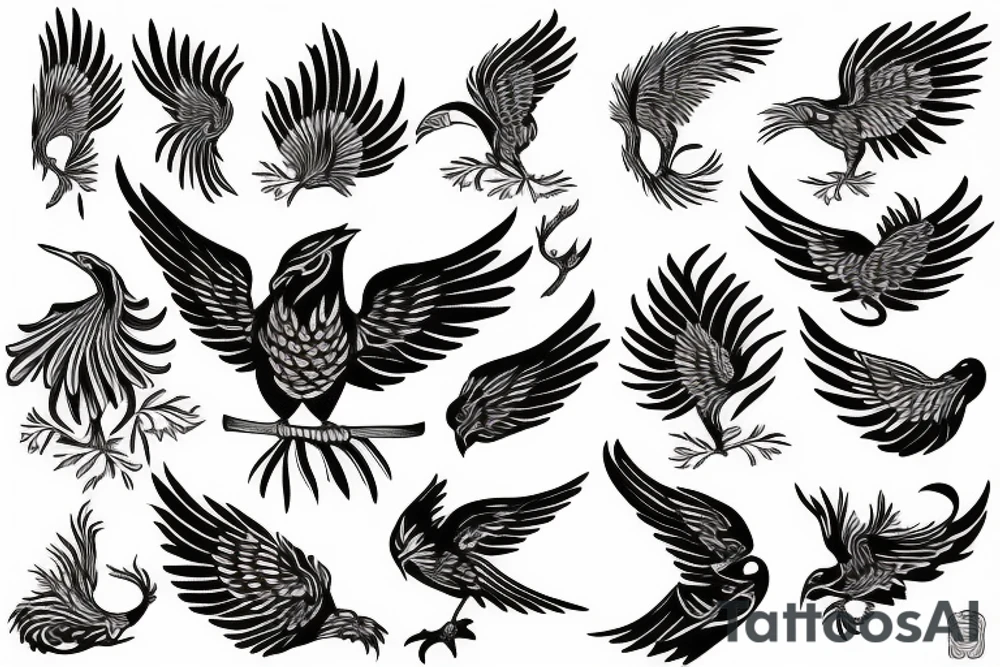 Phoenix bird tattoo idea