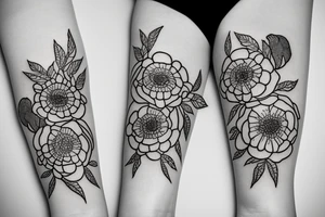 Flowers sorrounded by blackwork all around the forearm tattoo idea