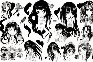 anime girl tattoo idea