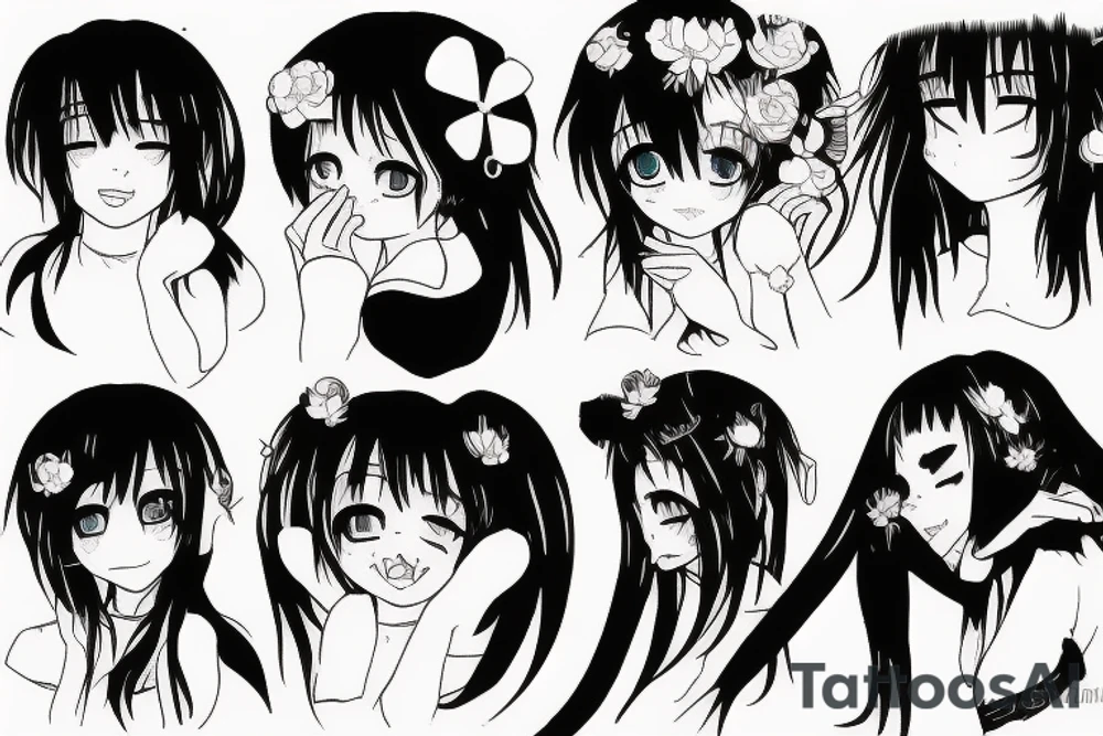 anime girl crying tattoo idea