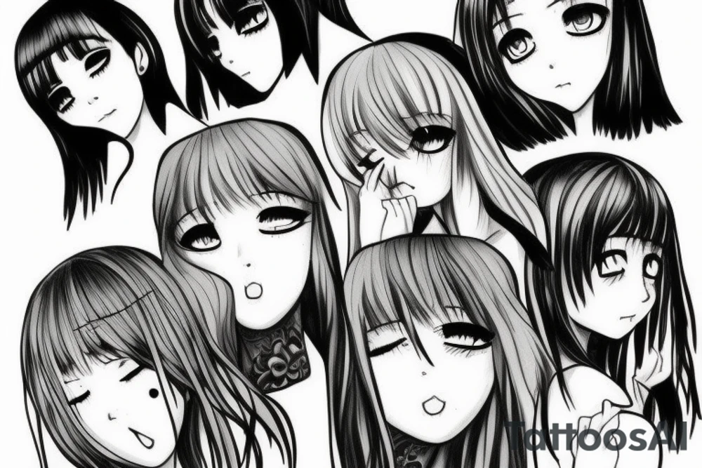 anime girl crying tattoo idea