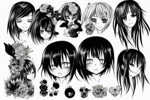 anime girl crying ultra detailed tattoo idea