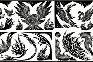 Phoenix and fire background tattoo idea