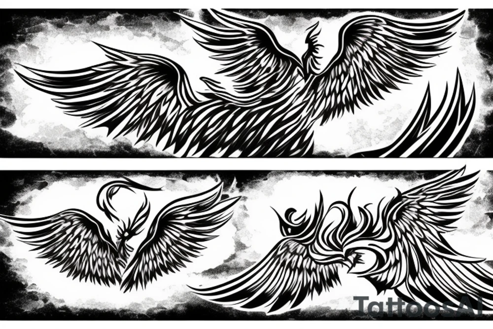 Phoenix and fire background tattoo idea