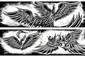 Phoenix and fire background tattoo idea