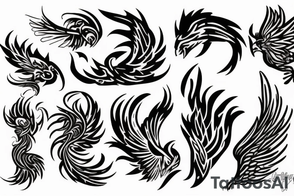 Phoenix and fire background tattoo idea