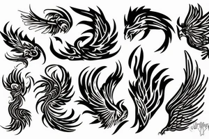 Phoenix and fire background tattoo idea