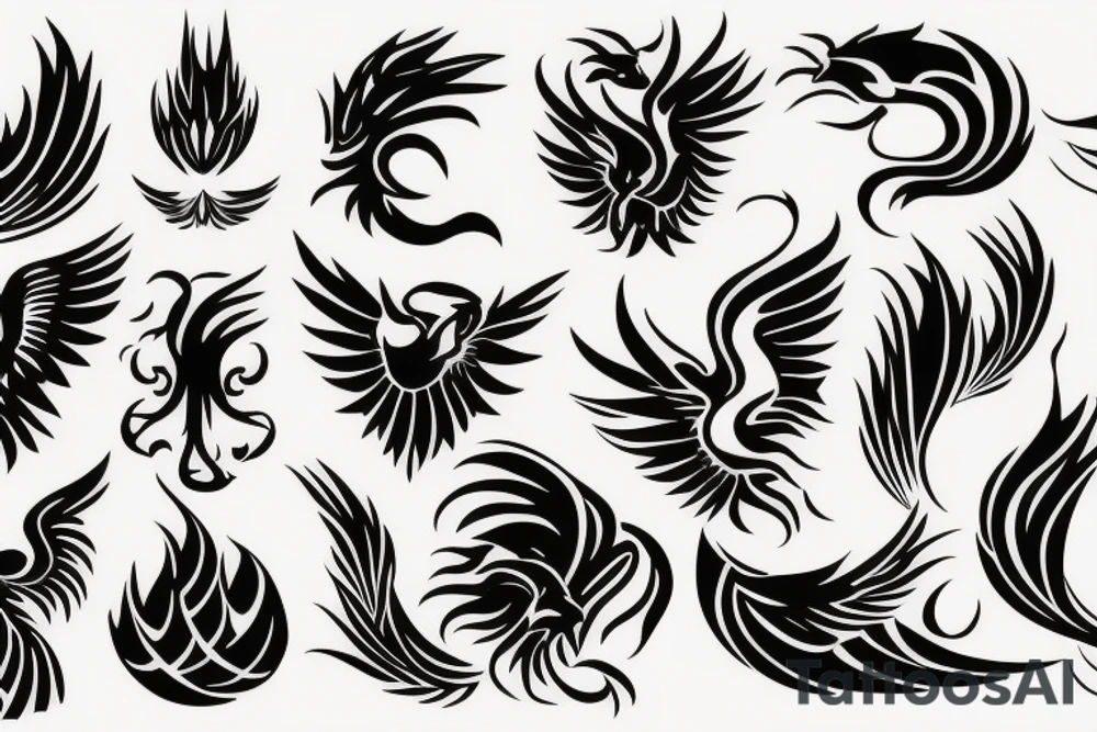 Phoenix and fire background tattoo idea