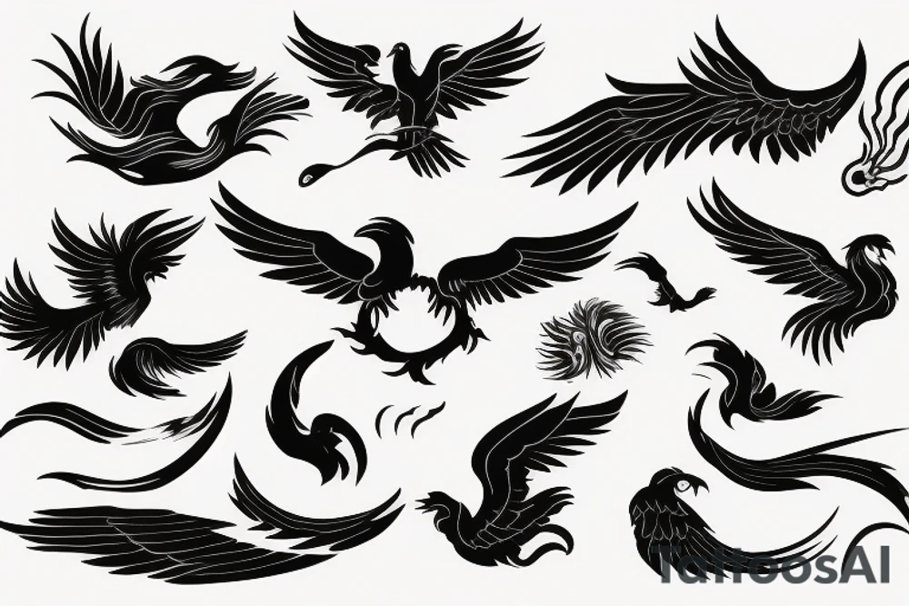 Phoenix and fire background tattoo idea