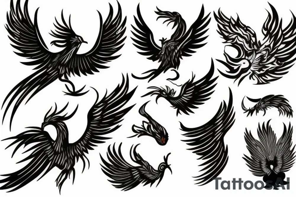 Phoenix and fire background tattoo idea
