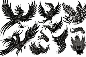 Phoenix and fire background tattoo idea
