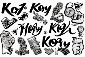 Word "Kory" with middle finger, nerd tattoo idea