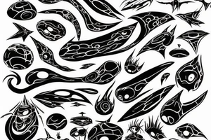 Abstract alien coming to earth tattoo idea