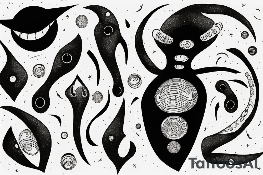Abstract alien coming to earth tattoo idea