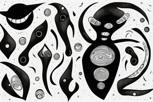 Abstract alien coming to earth tattoo idea