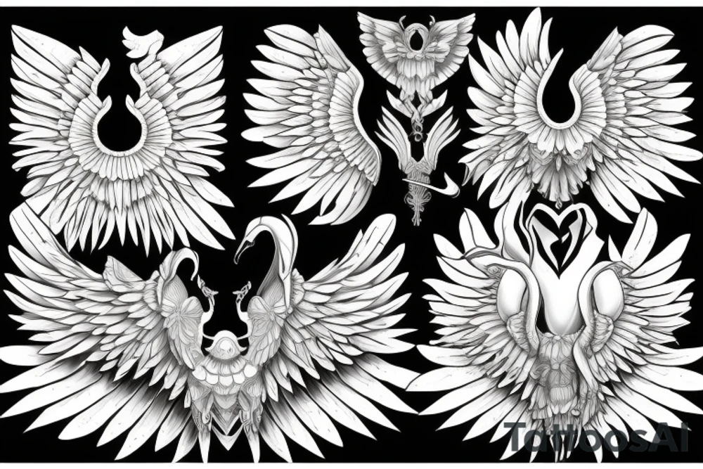 Black and white wings tattoo idea