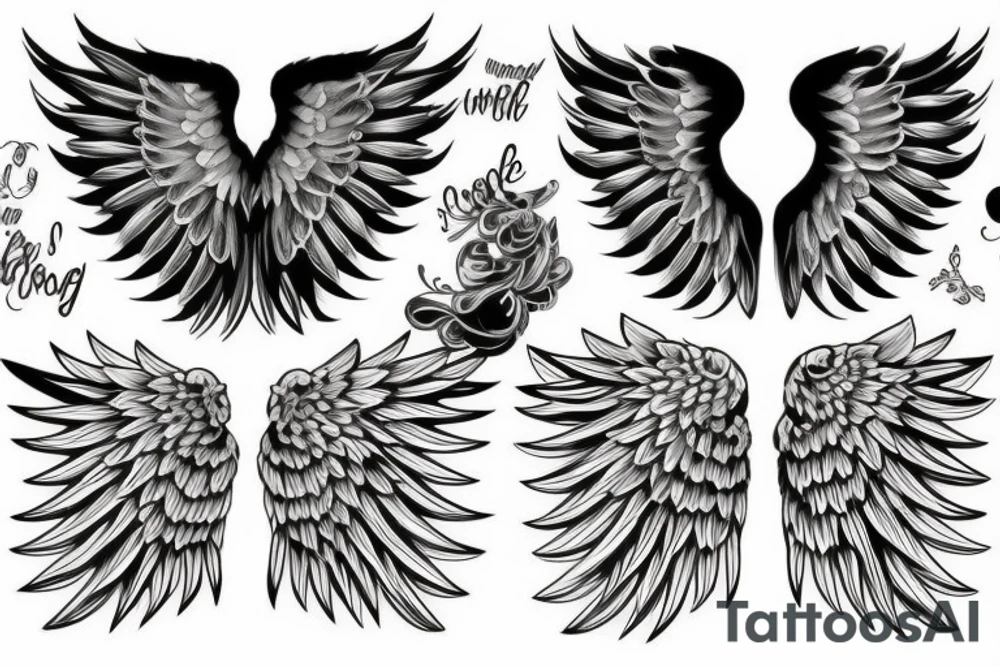 Black and white wings tattoo idea