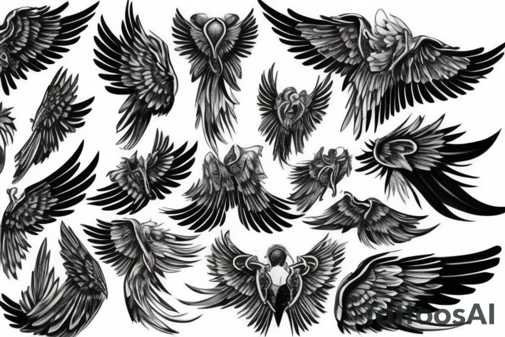 Black and white wings tattoo idea