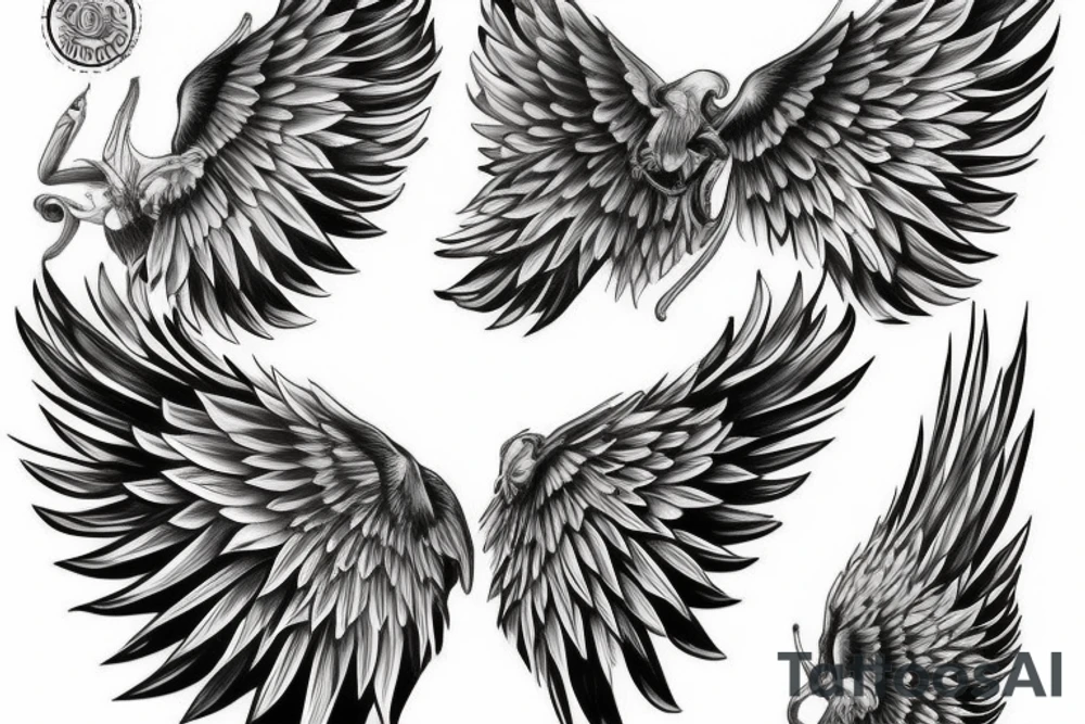 Black and white wings tattoo idea