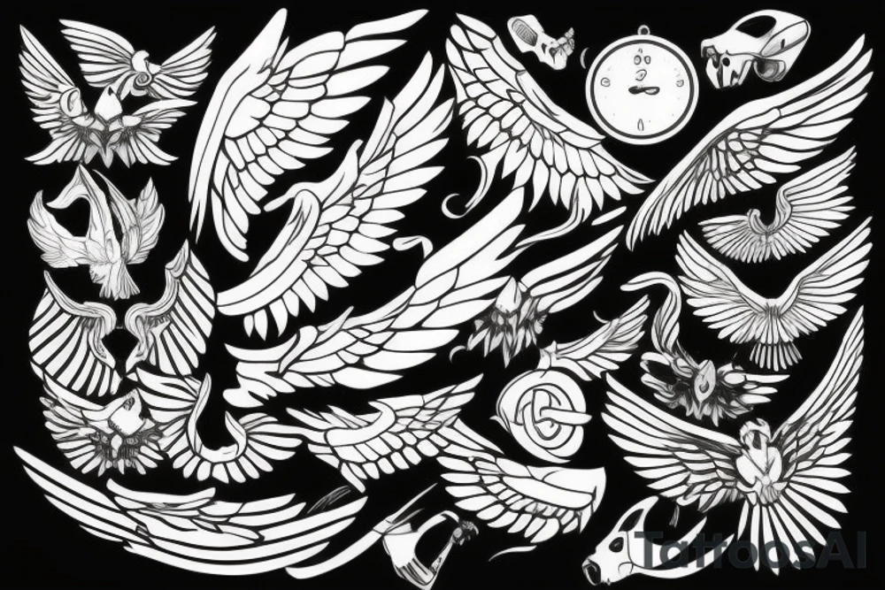Black and white wings tattoo idea