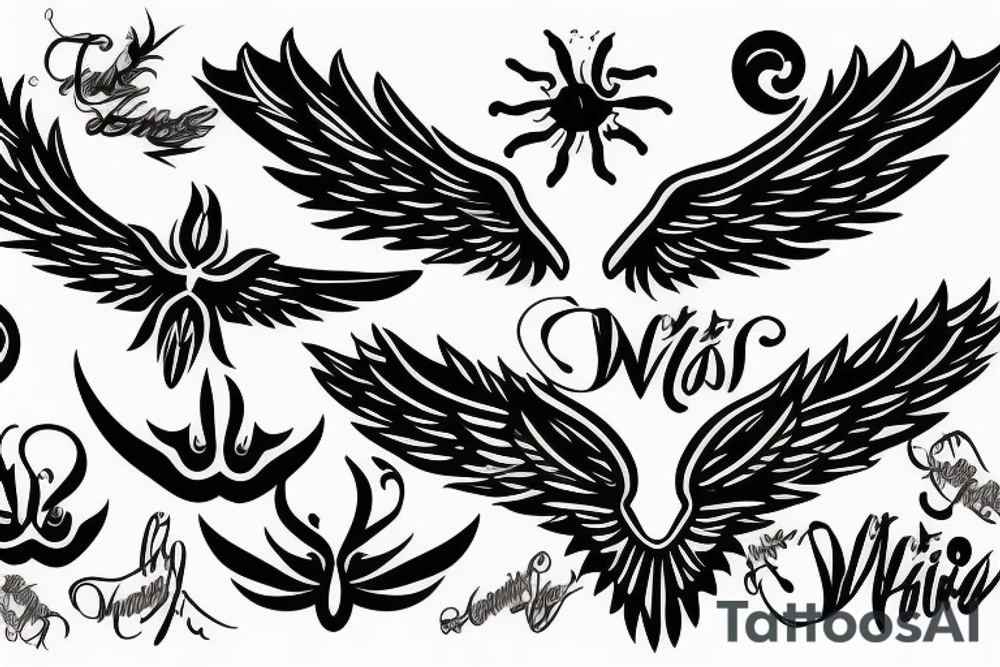 Black and white wings tattoo idea