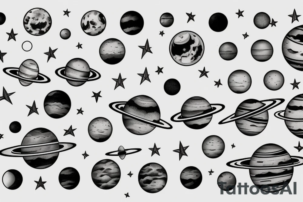 aligned planets tattoo idea