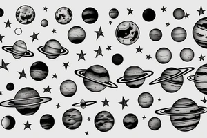 aligned planets tattoo idea
