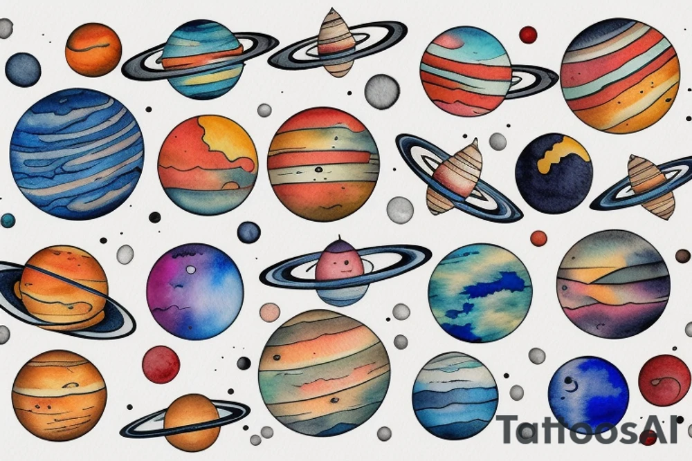 aligned planets tattoo idea