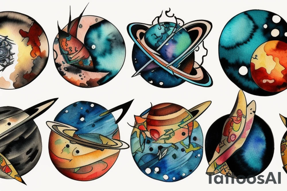 aligned planets tattoo idea