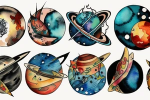 aligned planets tattoo idea