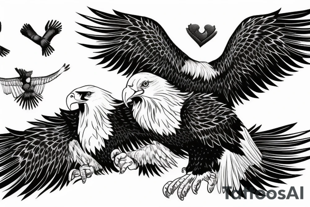 two eagles performing a free fall tattoo idea