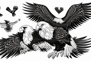 two eagles performing a free fall tattoo idea