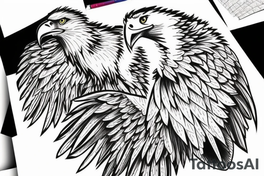 two eagles performing a free fall tattoo idea
