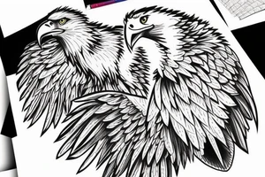 two eagles performing a free fall tattoo idea