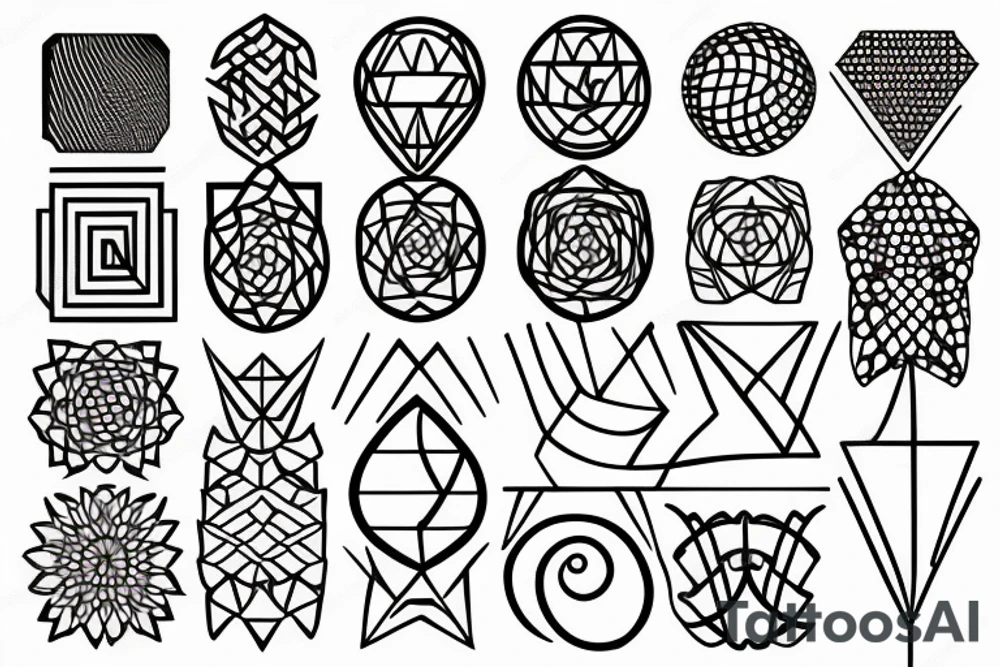 geometric shaped fibonacci tattoo idea