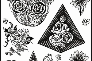 Upside down triangle with flowers tattoo idea