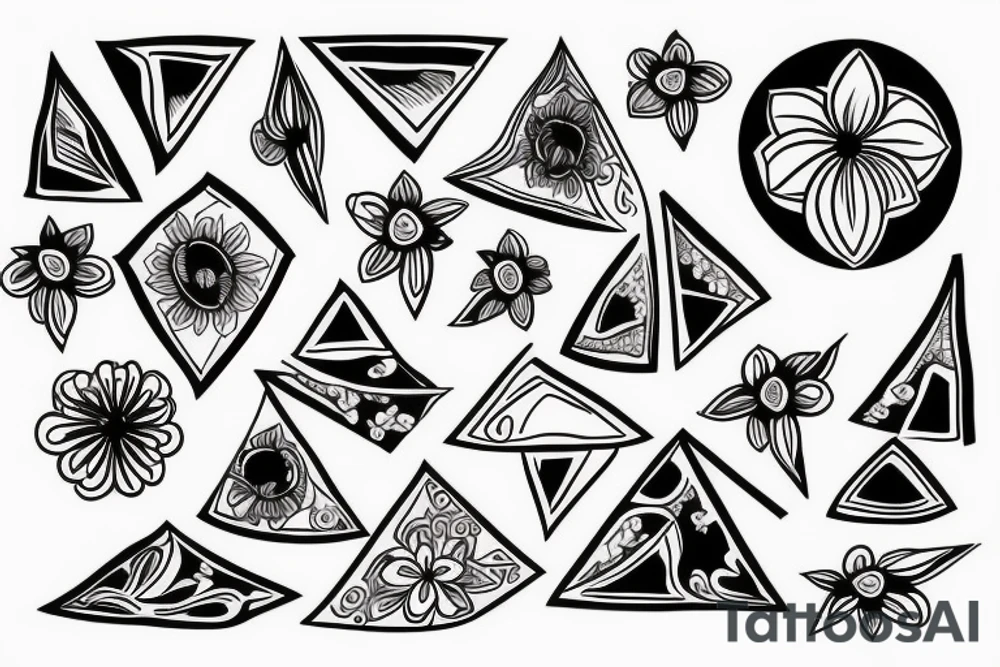 Upside down triangle with flowers tattoo idea