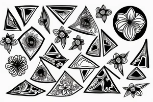 Upside down triangle with flowers tattoo idea