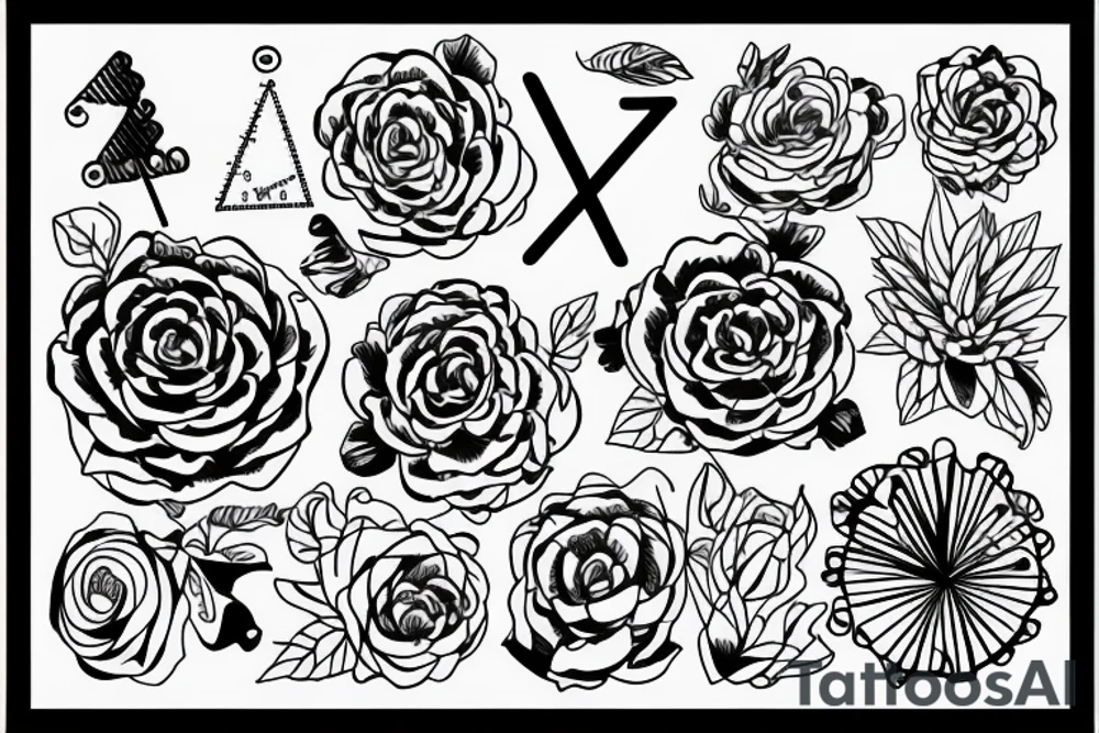 math gradient symbol growing flowers tattoo idea