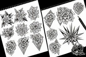 upsido down triangle sprouting flowers tattoo idea