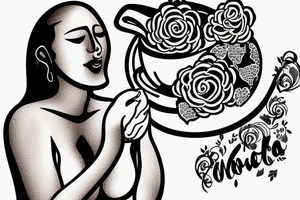 Woman bathing in a cup of tea tattoo idea