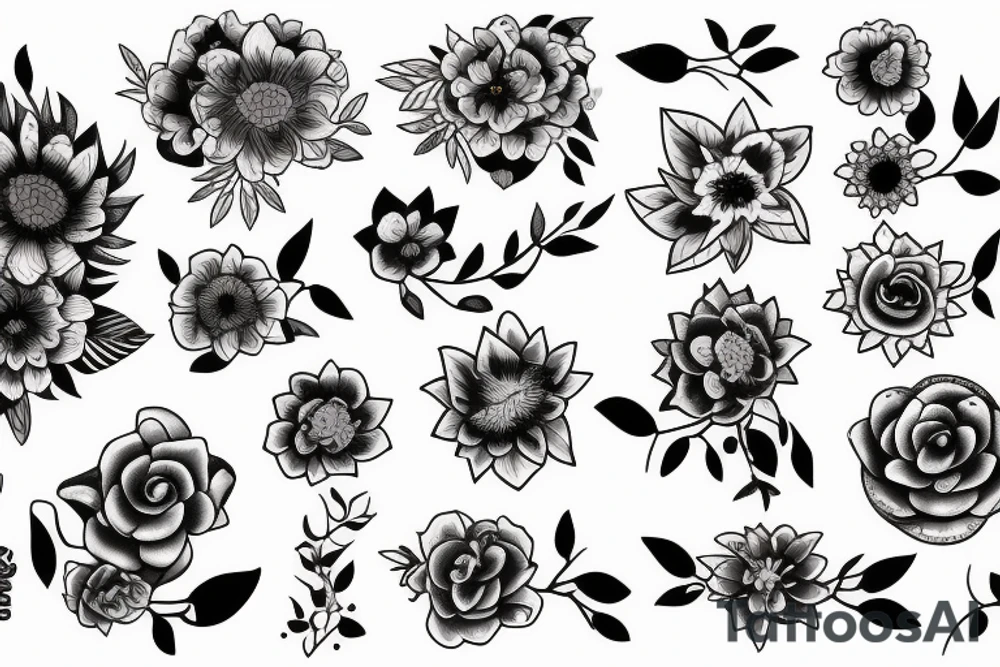 Woman turning into flowers tattoo idea