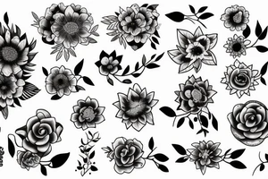 Woman turning into flowers tattoo idea