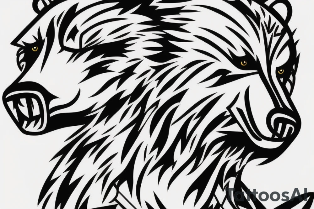 Bear fighting a hawk tattoo idea