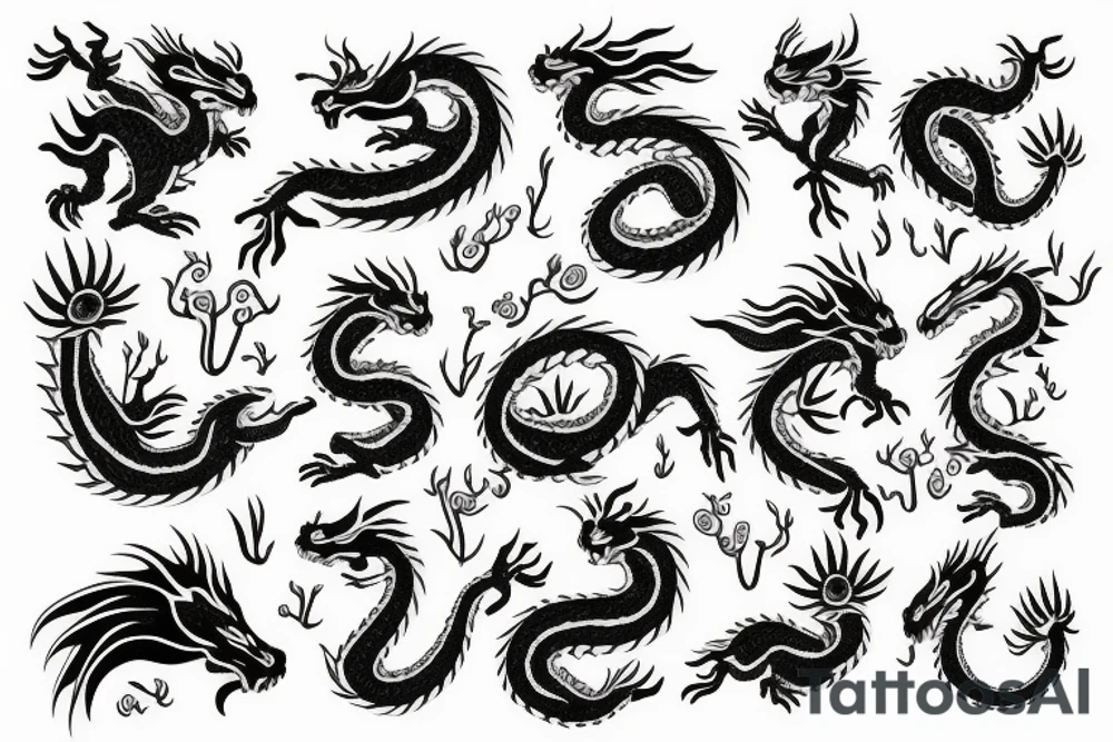 Dragon in flower tattoo idea